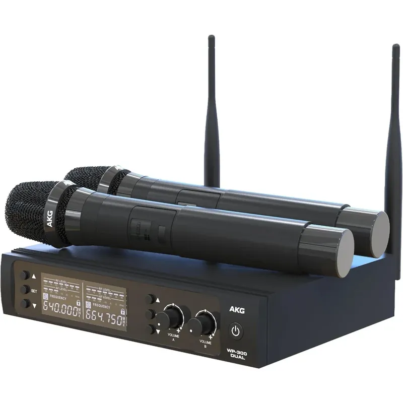 Microfone Sem Fio Profissional A.k.g. Wp300 Com 2 Bastoes Dual