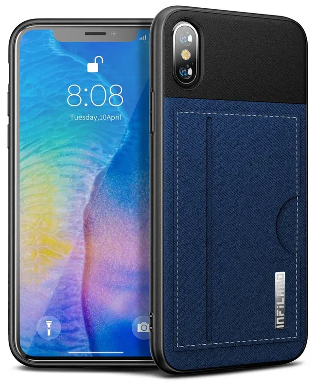 Capa Premium Classic Séries Porta-cartão Iphone X E Xs A1920 A2097, Cor Azul