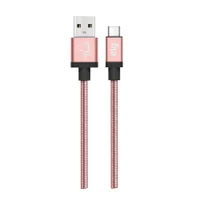 Cabo Usb Tipo-c, Sincronização E Recarga 15w 3a, Aço Inox Ultra Resistente, 1 Metro, Rose Gold, Inxc10rg, Elg