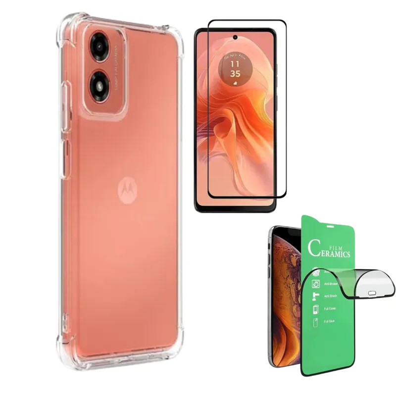 Capa + Pelicula 3d Vidro P/ Motorola Moto G04 24 34 - G04