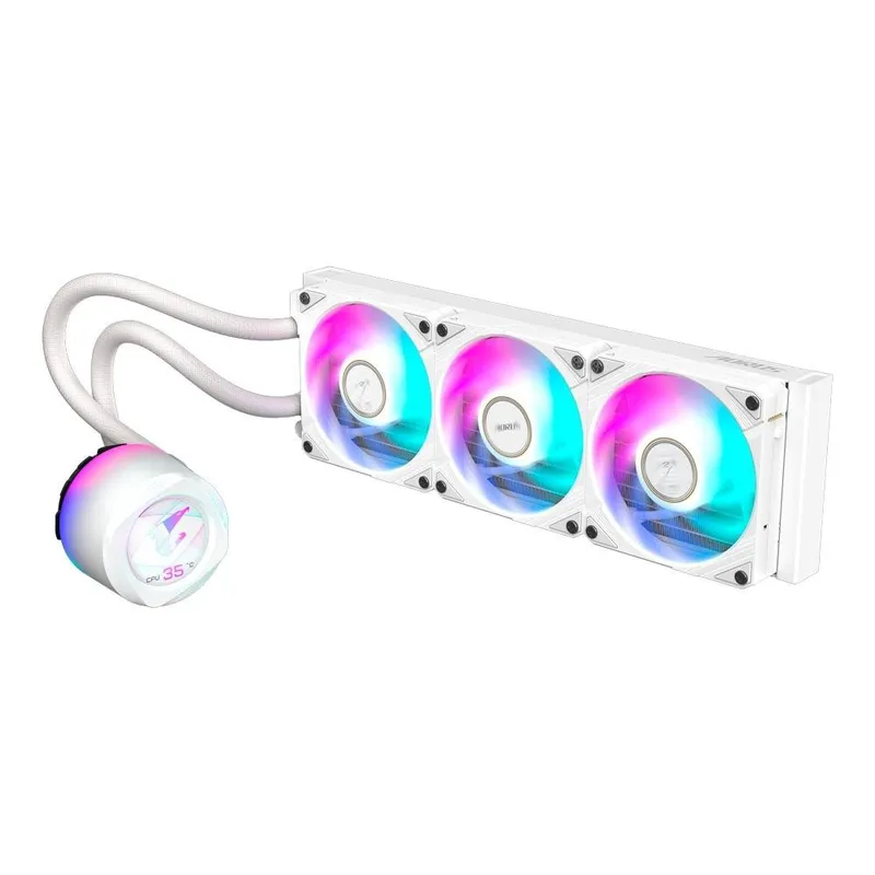 Water Cooler Gigabyte Aorus 360 ICE, RGB, 360mm, AMD/Intel, com Display LCD, Branco - GP-AORUS WATERFORCE X II 360 ICE