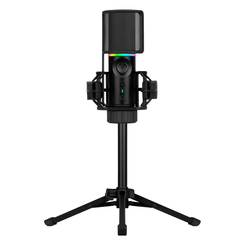 Microfone Gamer RGB Mic Tripod C/ Tripé Ajustável Preto Streamplify