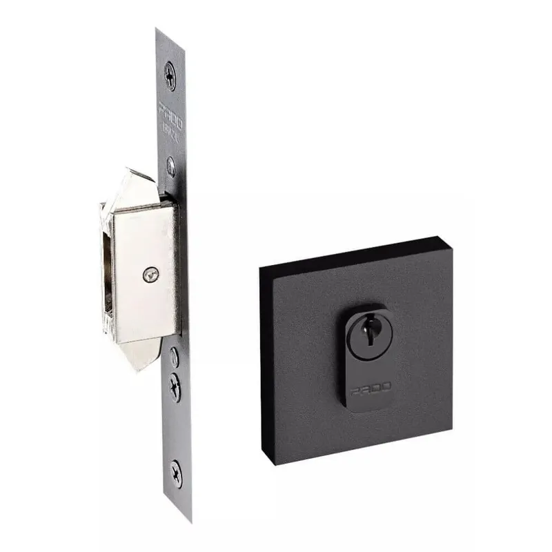 Fechadura Trava De Correr Externa Aço Inox Preto Rq2 Ept Pado