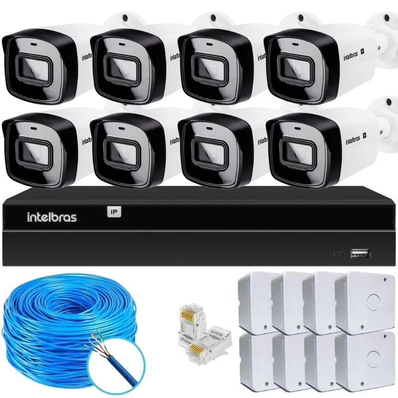 Kit 8 Câmeras Ip Vipc 1230b Intelbras Nvd 1408p Hd S/hd