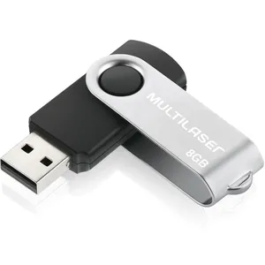Pen Drive 8GB Multi Twist, USB 2.0, Preto e Prata - PD587