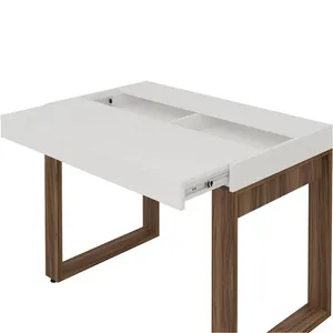Mesa para Computador Squadra Artany com 1 Gaveta, Branco/Nogal
