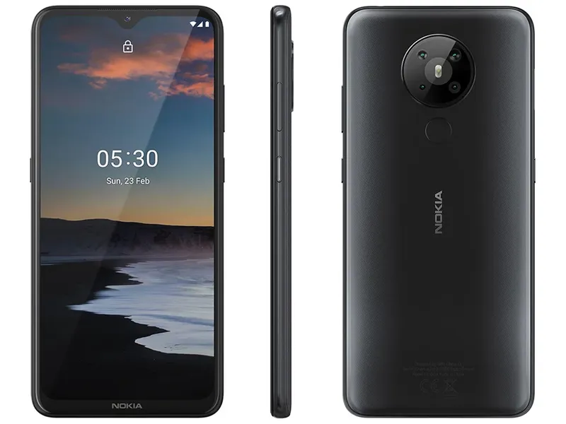 Smartphone Nokia NK007 5.3 128GB, Tela 6.55", 4GB RAM, Câmera Quádrupla Com IA, Lentes Ultra-Wide, Dual SIM - Carvão