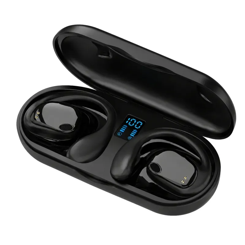 Headset Bluetooth Condução Óssea Preto Não Cai Para Corrida