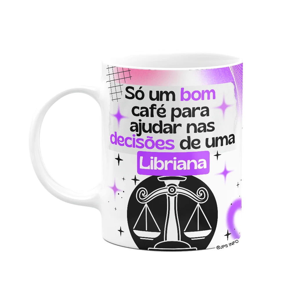 Caneca Divertida Signos Libra Café