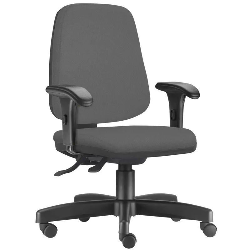 Cadeira Giratória Job L02 Diretor Executiva, Couro Sintético, Cinza - Lyam Decor