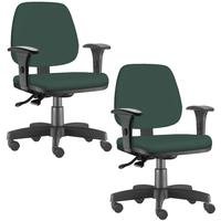 Kit 02 Cadeiras Giratória Job L02 Executiva Ergonômica Escritório Crepe Verde Musgo - Lyam Decor