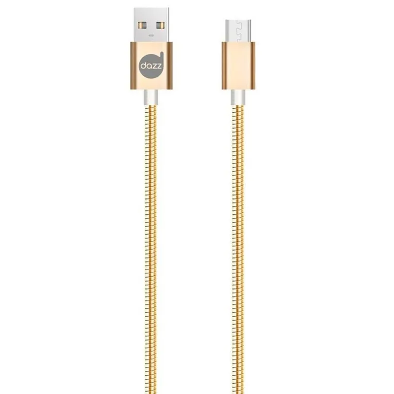 Cabo Micro Usb Para Usb - 90cm - Dourado - Metal Entrelaçado - Dazz 6013671