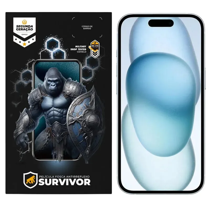Película Para Iphone 15 Com Aplicador - Survivor Fosca - Gshield