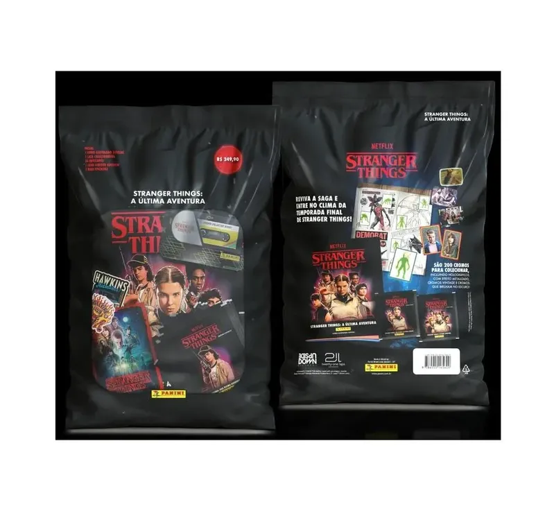 Stranger Things - Box Lata + 1 Álbum + 50 Envelopes de Figurinhas + 1 Card