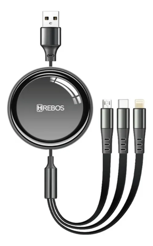 Cabo Carregador Premium | Hrebos Triolink 3 Em 1