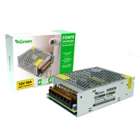 Fonte Chaveada 12v 10a 120w Bivolt Gabinete Metalico 044-6302 Green