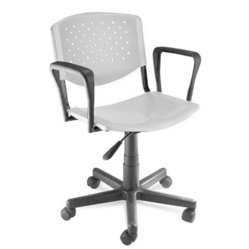 Cadeira Design Office Giratória, Linha Polipropileno Atenas, Com Braços, Branco