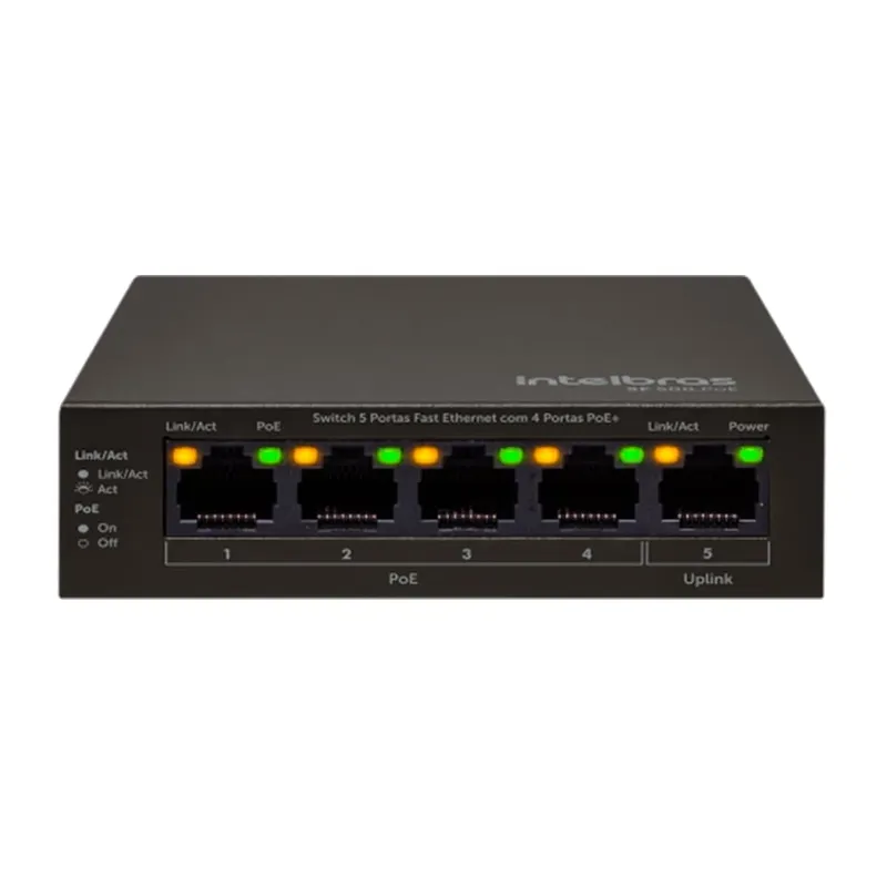 Switch 5 Portas Fast Ethernet Com 4 Portas Poe Sf 500 Poe Intelbras