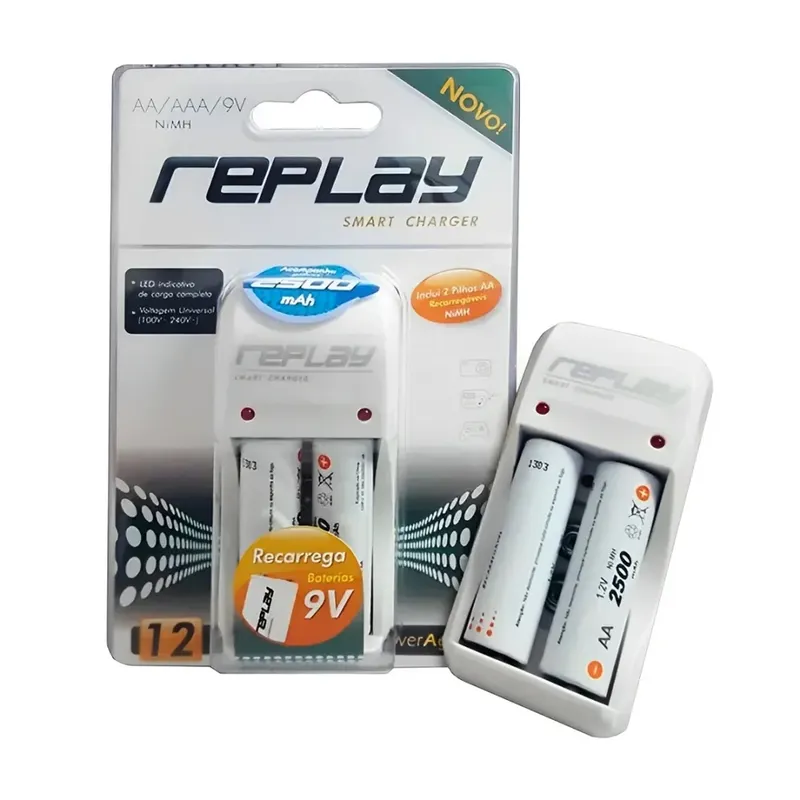 Carregador De Pilhas Replay, Com 2 Pilhas, Aa, 2500mah Aa/aaa, Bateria 03o134