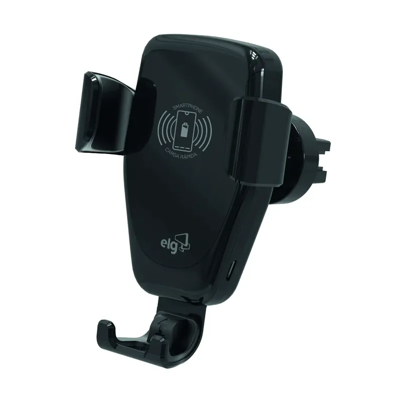 Suporte Veicular Com Carregador Wireless 10w Elg Automático Para Celular 4.5” A 7” Giratório 360º Ch360wa