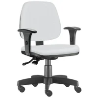 Cadeira Giratória Escritório Job L02, Executiva Ergonômica, Couro Sintético Branco - Lyam Decor
