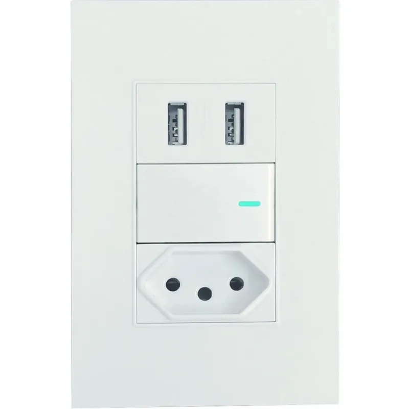 Tomada, Interruptor E Entrada Dupla Carregador Usb Parede