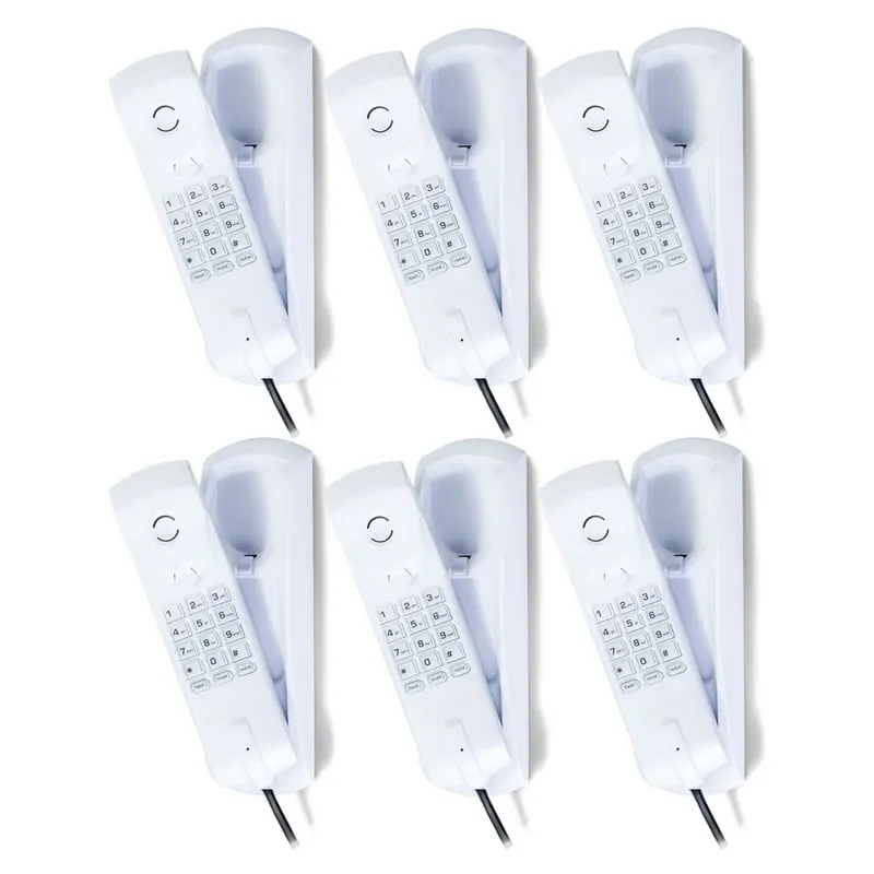 Kit 06 Telefones Com Fio Mesa Ou Parede Pleno Branco Intelbras