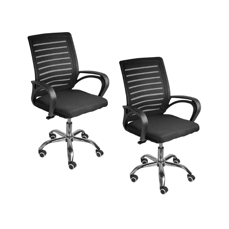 Kit 2 Cadeiras De Escritório Oficial Webshop, Secretaria Diretor Roma, Suporta 120Kg, Ergonômica