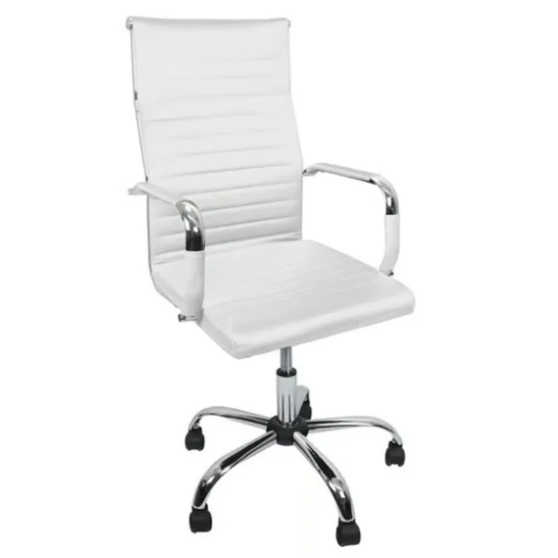 Cadeira De Escritório Fortt Cef04-b, Peso suportado 120kg, Esteirinha Base Cromada, Com Rodinha, Turin, Branco