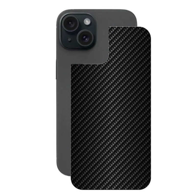 Película Para Iphone 15, Traseira De Fibra De Carbono, Preta - Gshield