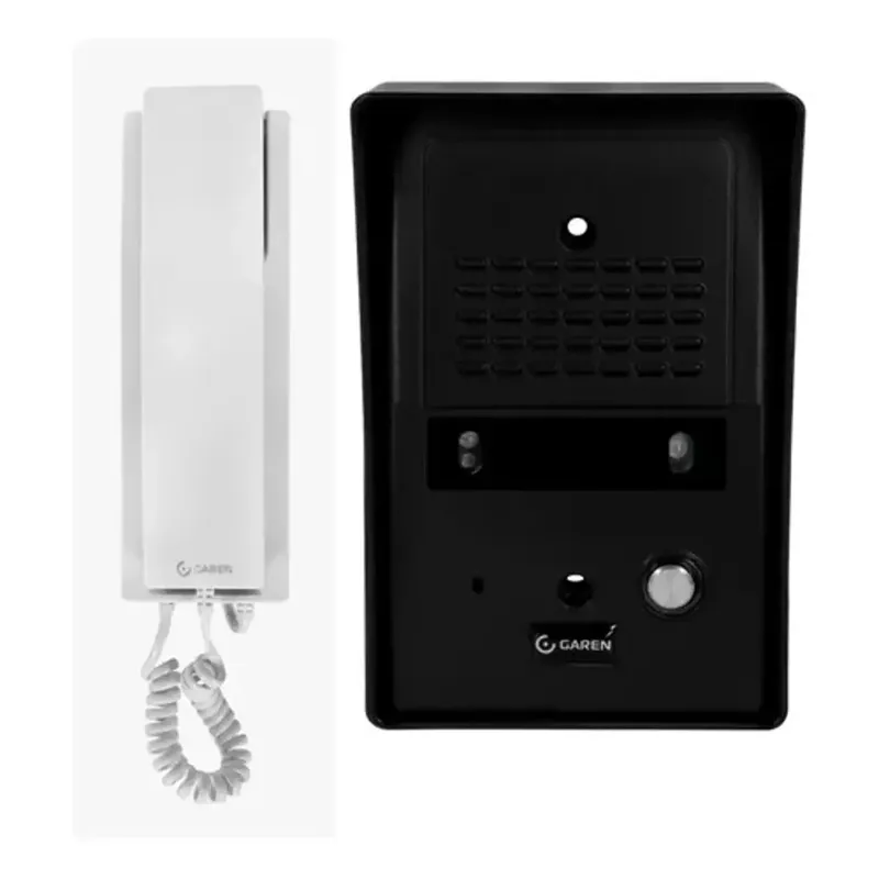 Interfone Garen Pp Preto Abs + Monofone Branco Pe02pp-g