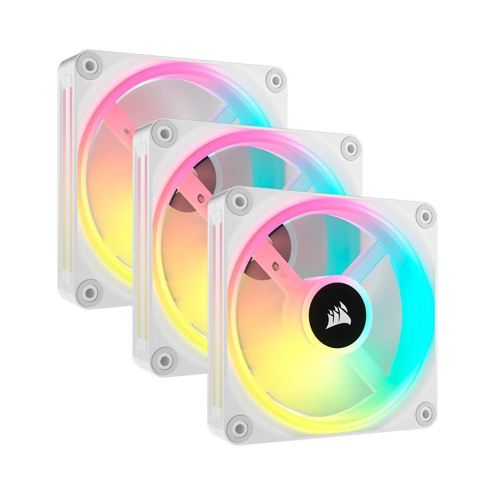 Kit 3 Ventoinhas Corsair iCUE LINK QX120 120mm RGB Branco