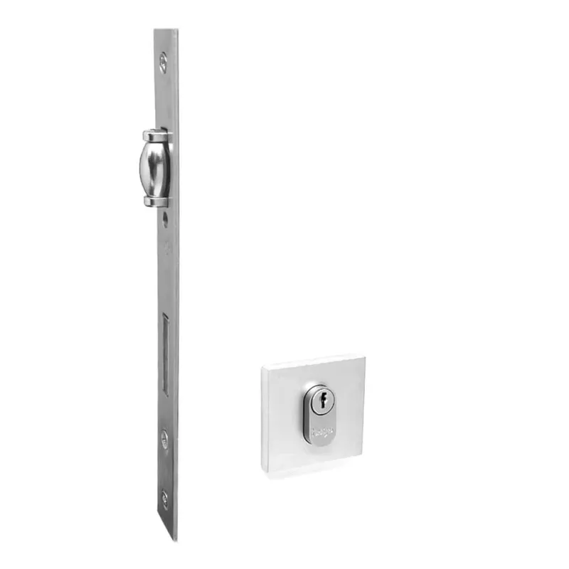 Fechadura Rolete Externa 55mm Roseta 529 Quadrada Inox Polido Haga