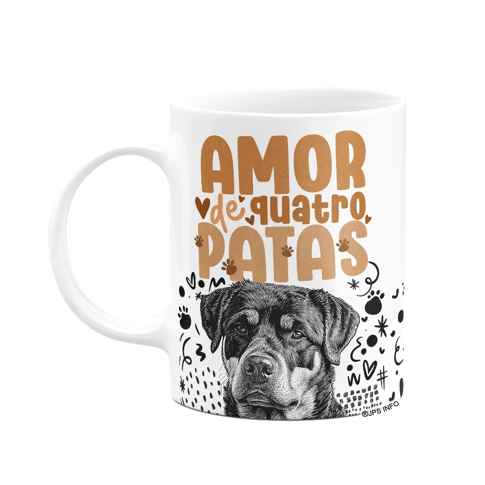 Caneca Amor De Quatro Patas - Cachorro Rottweiler