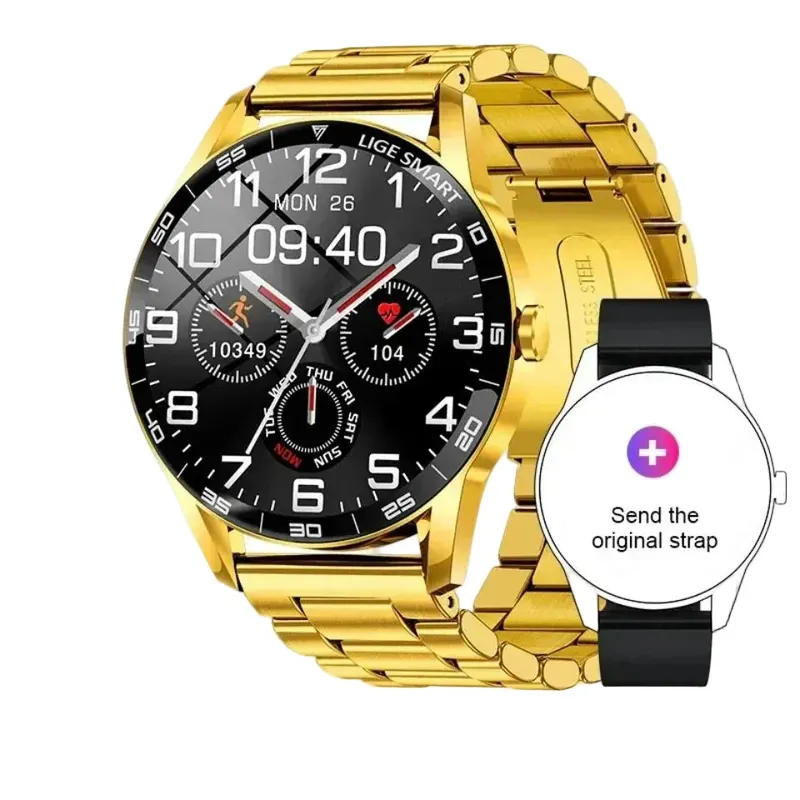 Relógio Inteligente Ip68 À Prova D'água Bluetooth Esportivo Lige - Dourado