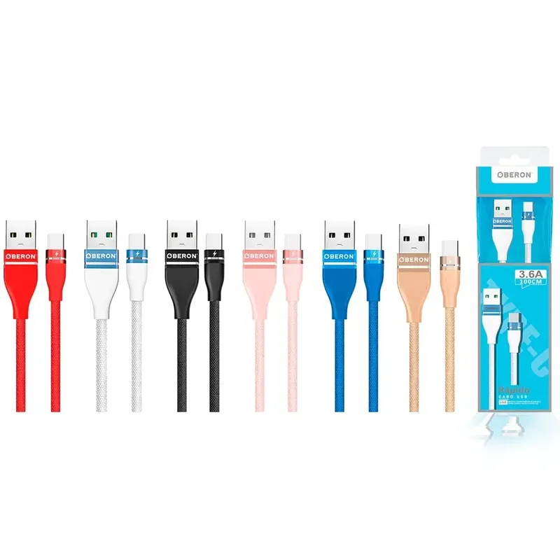 Cabo Carregador Type-c X Usb 2 Metros Para Celular Oberon - Or-co02/c2