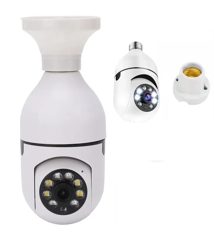 Camera Ip Segurança Tipo Lâmpada Giratoria Wifi Vigilância Hd 1080p