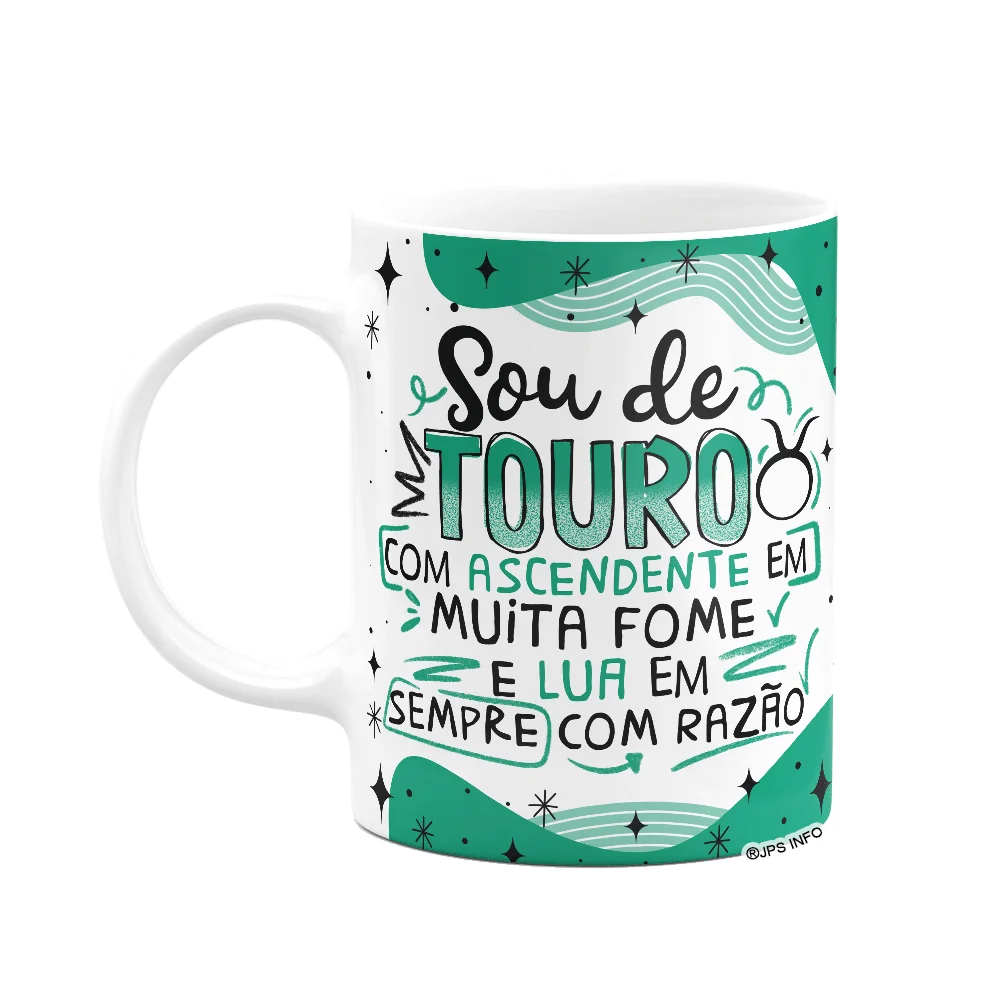 Caneca Divertida Signos - Sou De Touro - 325ml Branca