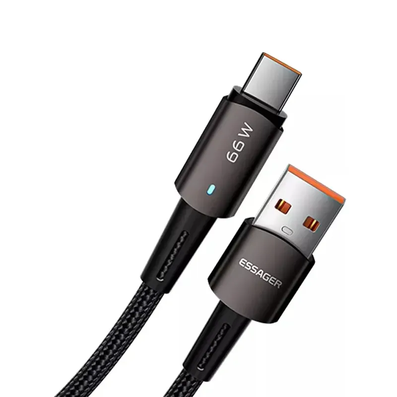 Cabo Carregador Rápido Essager Usb-a Para Usb-c 66w 6a 1m Turbo Reforçado Em Nylon Transferência 480mbps