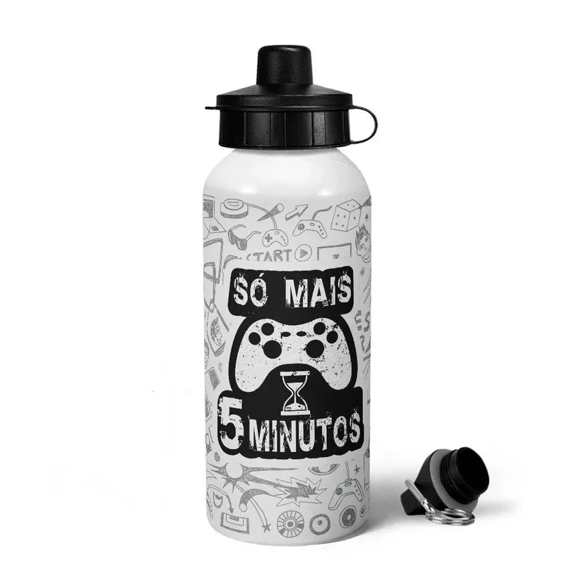 Garrafa Squeeze Mq Gamer - Só Mais 5 Minutos
