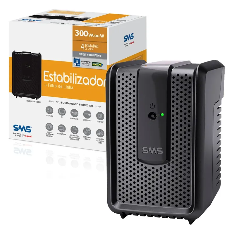 Estabilizador SMS Revolution Speedy, 300VA, 15970, Bivolt