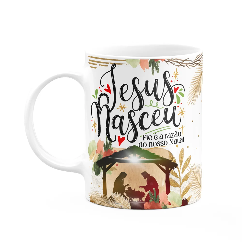 Caneca Natal Abençoado Jesus Nasceu A Razão Do Natal