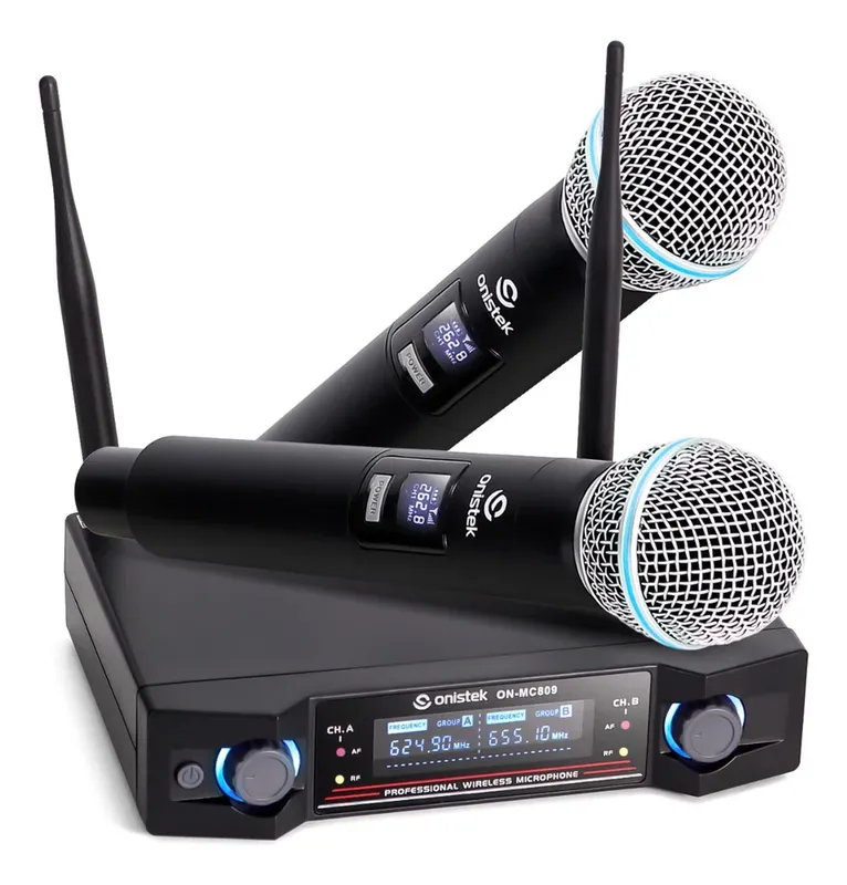 Microfone Sem Fio Duplo Uhf Mc809