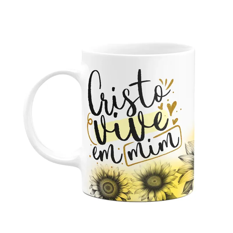 Caneca Amor E Fé - Cristo Vive Em Mim - 325ml Branca