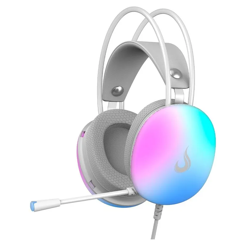 Headset Gamer Rise Mode Moom, Rainbow, Driver 50mm, USB e P2, Branco - RM-HS-M-W