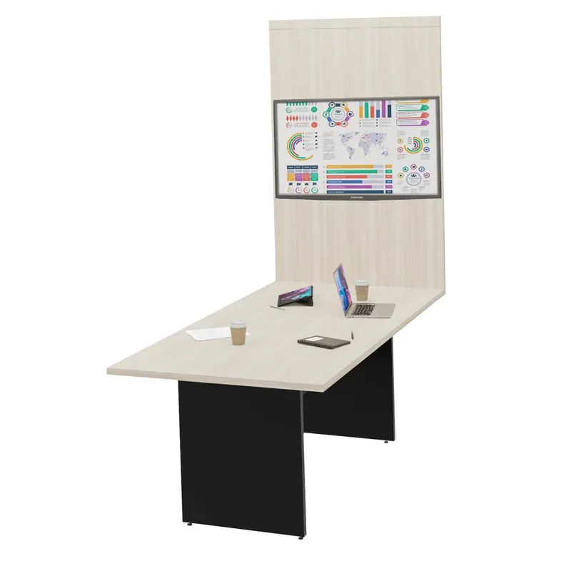 Mesa De Reunião Com Painel Tv 2mx1m Tpo Rengrossado Netmobil - Dubai