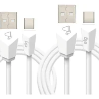 Kit Cabo Usb Tipo-c, Sincronização E Recarga 12w 2.4a, Kit 1 Metro + 2 Metros, Branco, Cmbc12wh, Elg