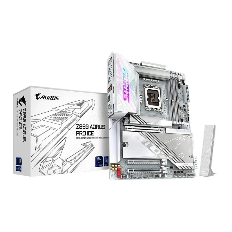 Placa-Mãe Gigabyte Z890 AORUS PRO ICE, Intel, ATX, DDR5, RGB, Wi-Fi 7, Bluetooth, Branco- Z890 AORUS PRO ICE