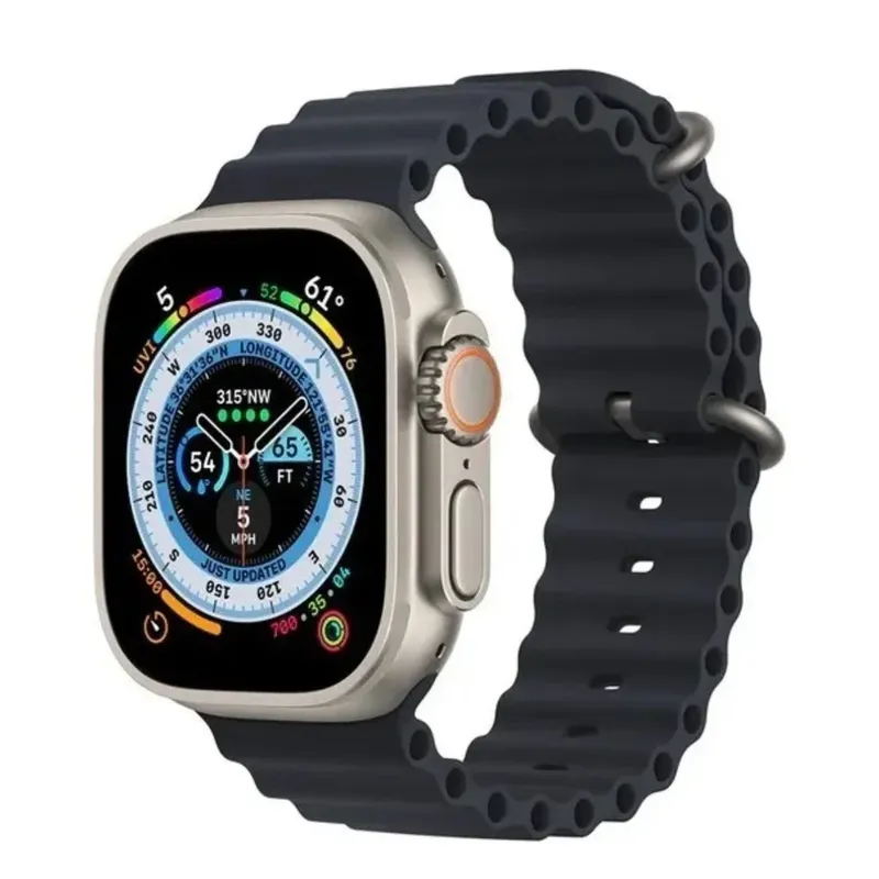 Pulseira Silicone Onda Preta App 45mm Conforto Máximo