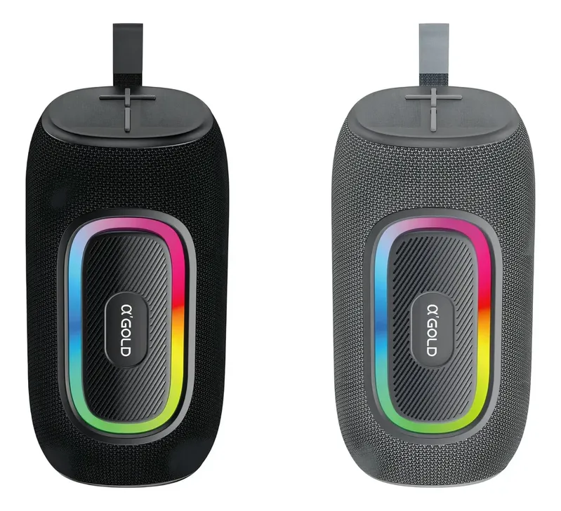 Caixa De Som Portátil Bluetooth Akgold Sm-10 A'gold 20w Preto Com LED